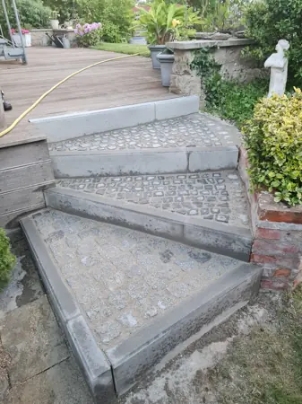 Fertige Treppenanlage mit Randsteinen